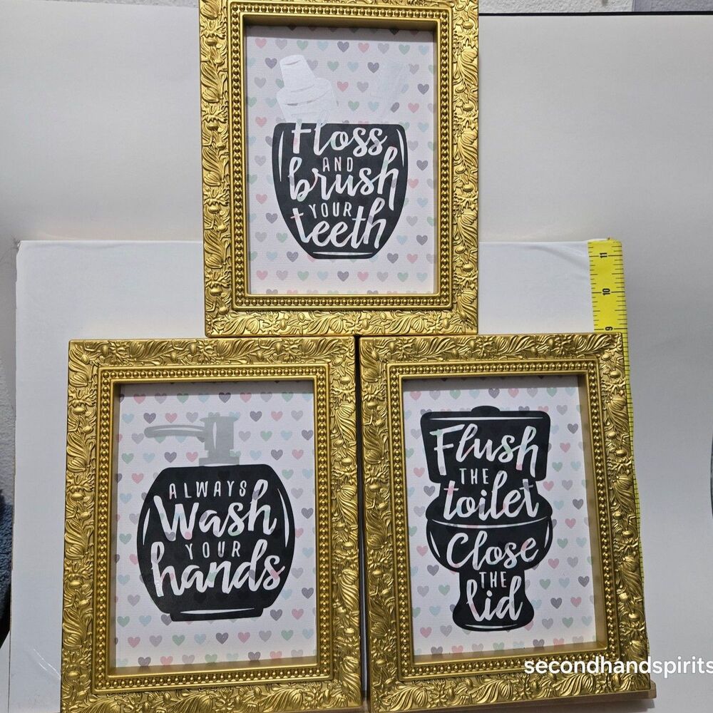 Pastel Bathroom Powder Room Wall Art Subtle Messages Hang Or Sit Handmade